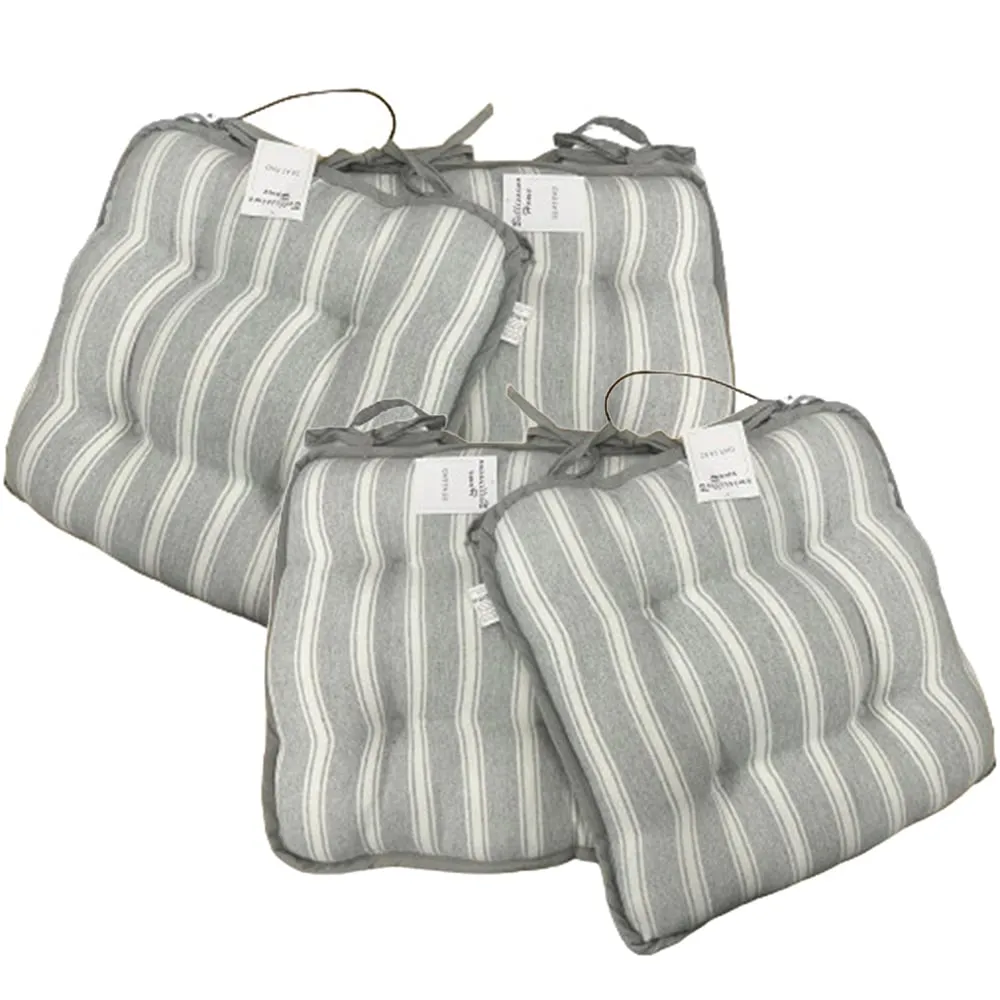 Grey Stripe Seat Pad 4 Pack - Grey, Cotton image
