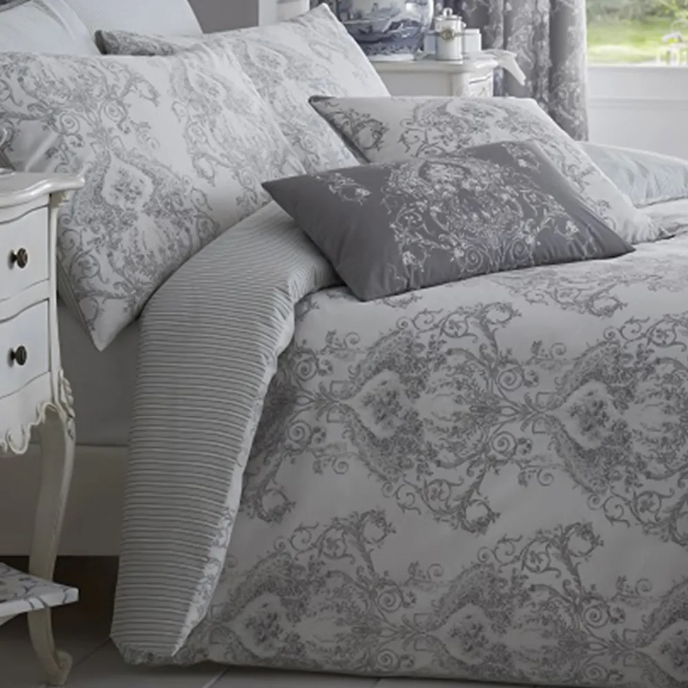 Home Double Toile Duvet Set - Grey, Cotton