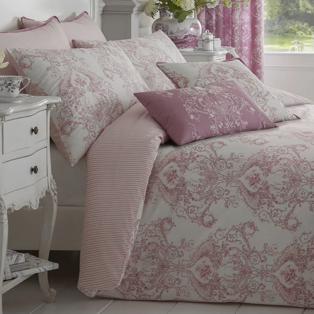 Home Single Toile Duvet Set - Pink, Cotton