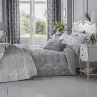 King Size Grey Toile Duvet Set - Multi