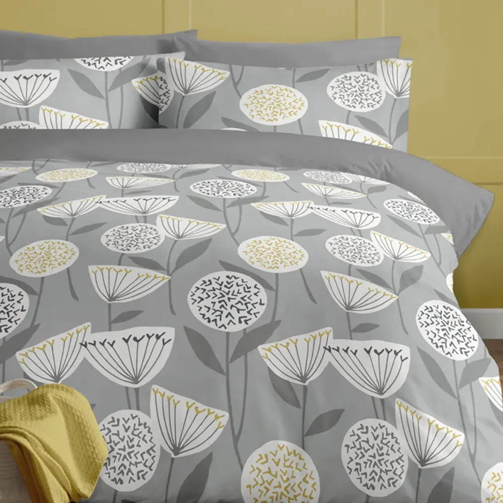 Retro Scandi Super King Duvet Set - Grey, Polycotton