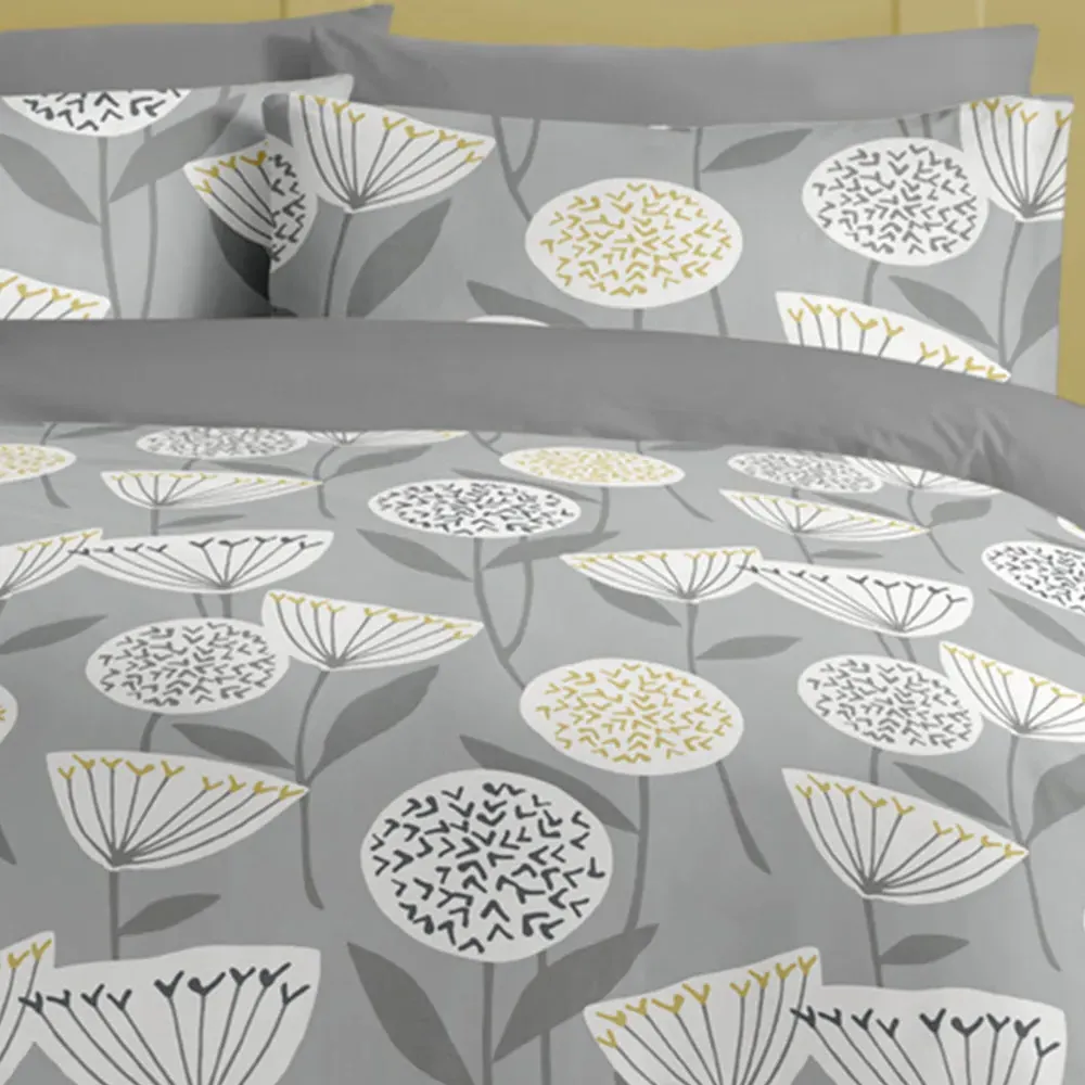 Retro Scandi Super King Duvet Set - Grey, Polycotton