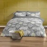 Retro Scandi Super King Duvet Set - Grey, Polycotton