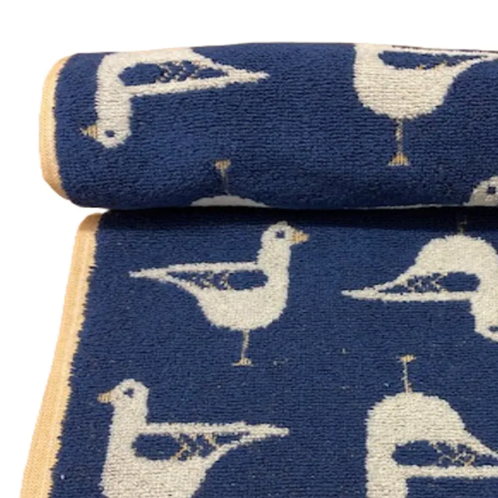 Sea Gull Bath Sheet - Navy, Turkish Cotton