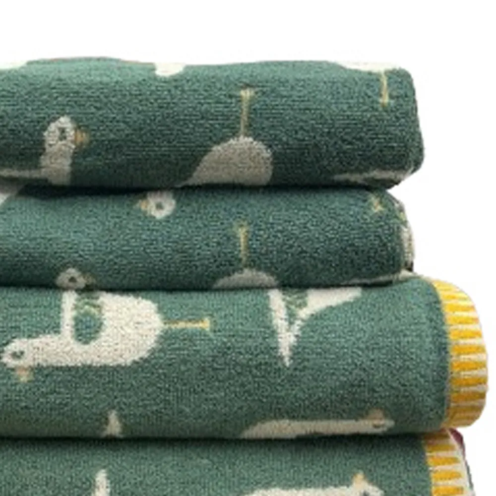 Sea Gull Towel Set of 4 - Green, Turkish Cotton