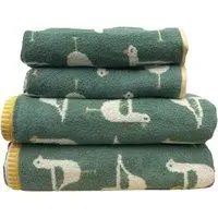 Sea Gull Towel Set of 4 - Green, Turkish Cotton