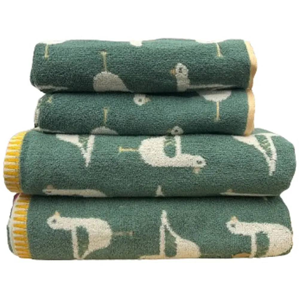 Sea Gull Towel Set of 4 - Green, Turkish Cotton