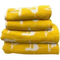 Sea Gull Towel Set of 4 - Ochre, Turkish Cotton