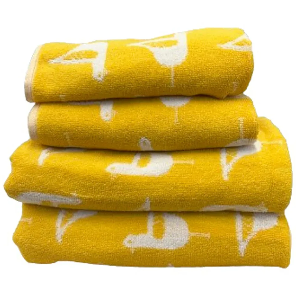 Sea Gull Towel Set of 4 - Ochre, Turkish Cotton