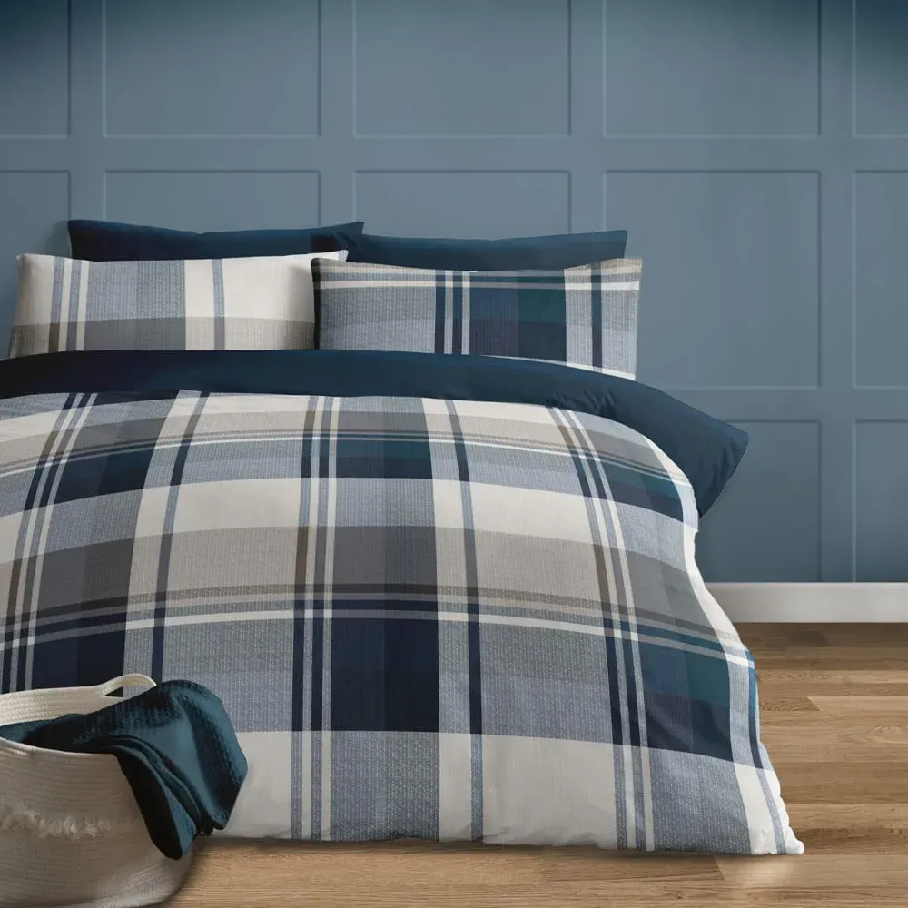 September King Size Duvet Set - Teal Check image