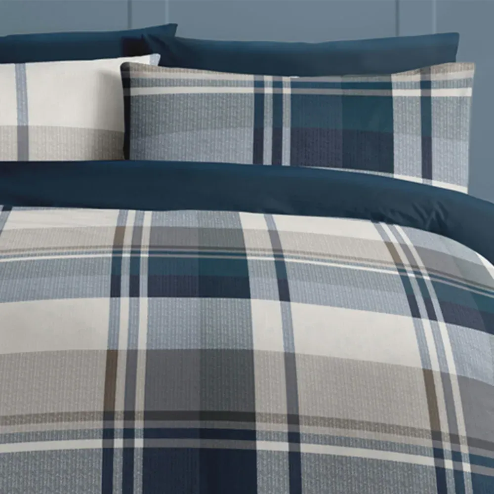September Super King Duvet Set - Teal Check