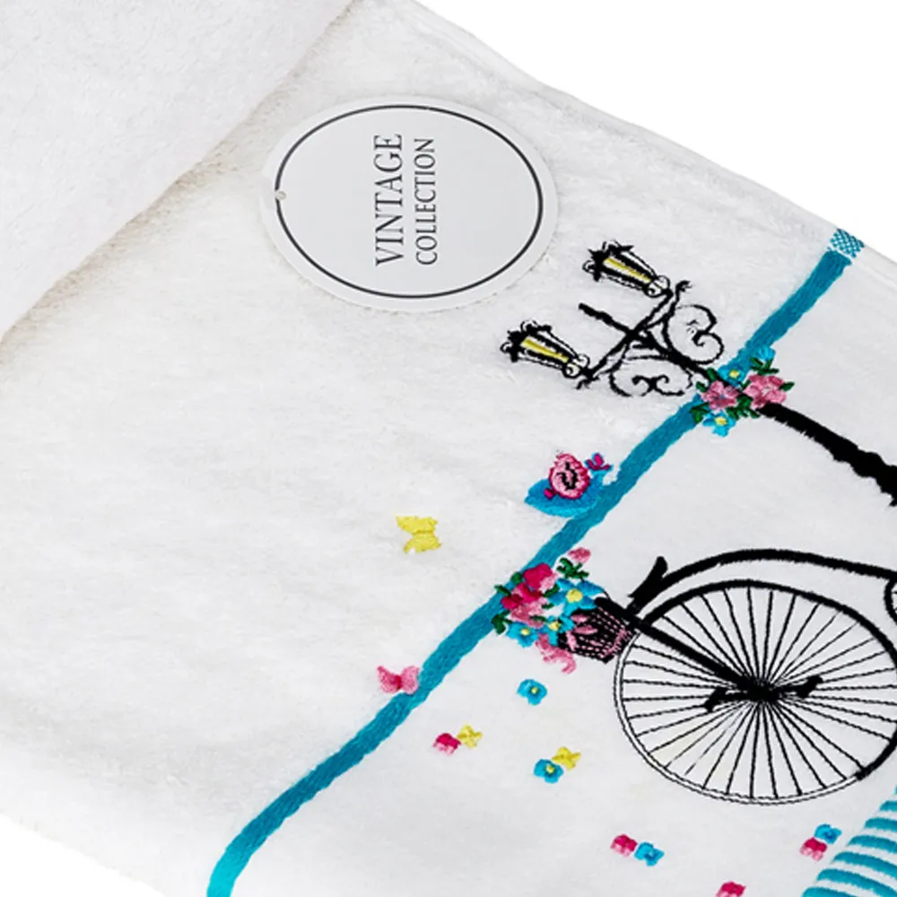 Soft Turkish Cotton Bicycle Bath Towel - White