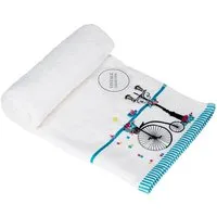 Soft Turkish Cotton Bicycle Bath Towel - White