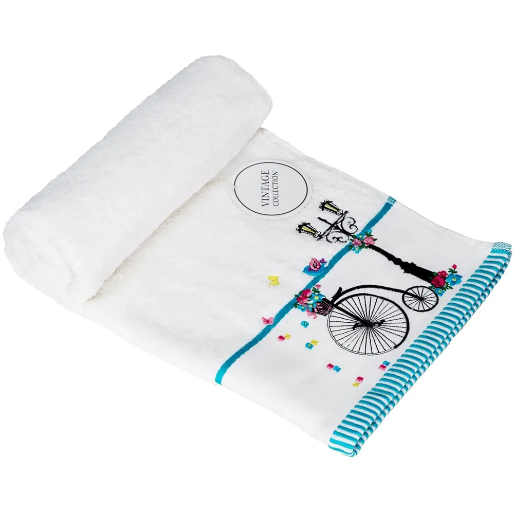 Soft Turkish Cotton Bicycle Bath Towel - White image