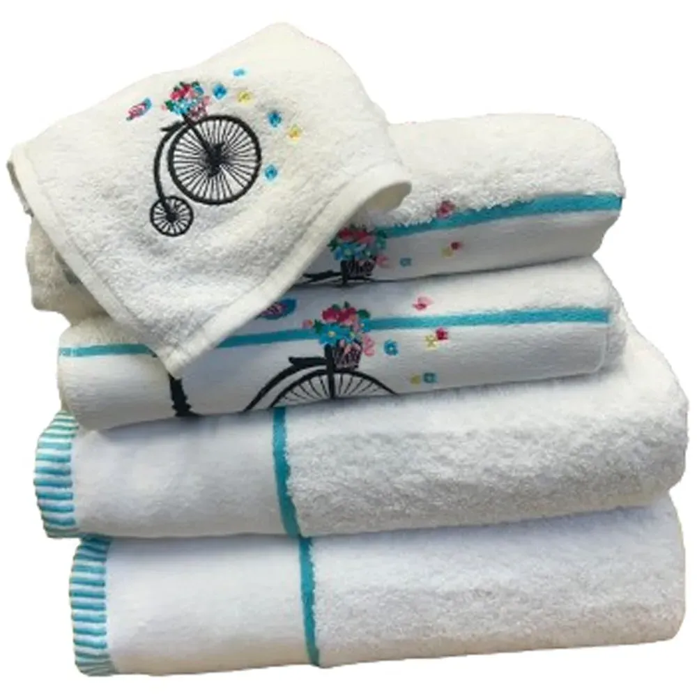 Soft Turkish Cotton Bicycle Towel Set of 6 - White image