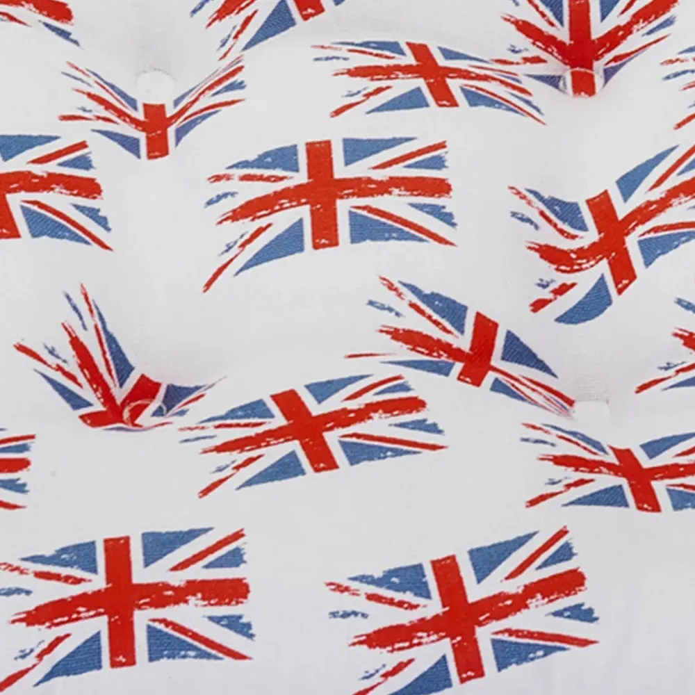 Union Jack Seat Pad 4 Pack - White, Cotton