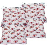 Union Jack Seat Pad 4 Pack - White, Cotton