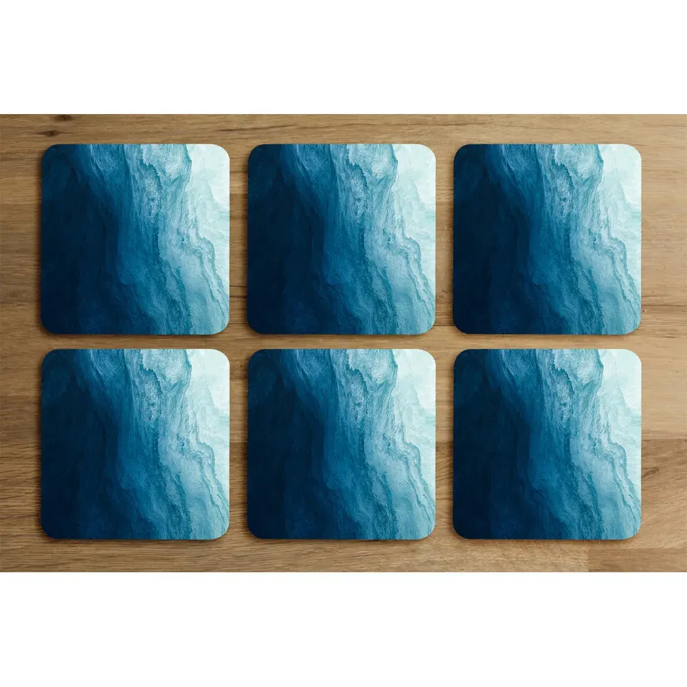 Andrew Lee 6 Pack Abstract Fluid Coasters - Blue