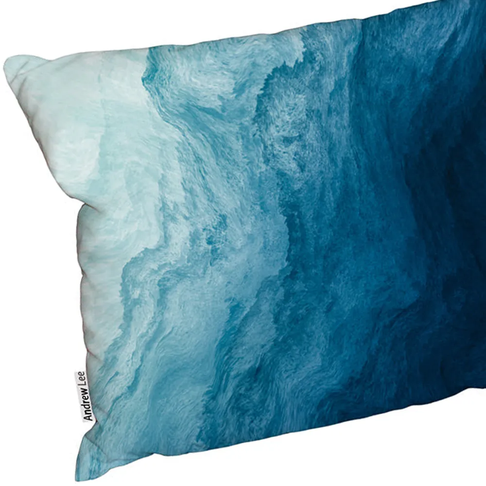 Andrew Lee Abstract Fluid Cushion - Blue