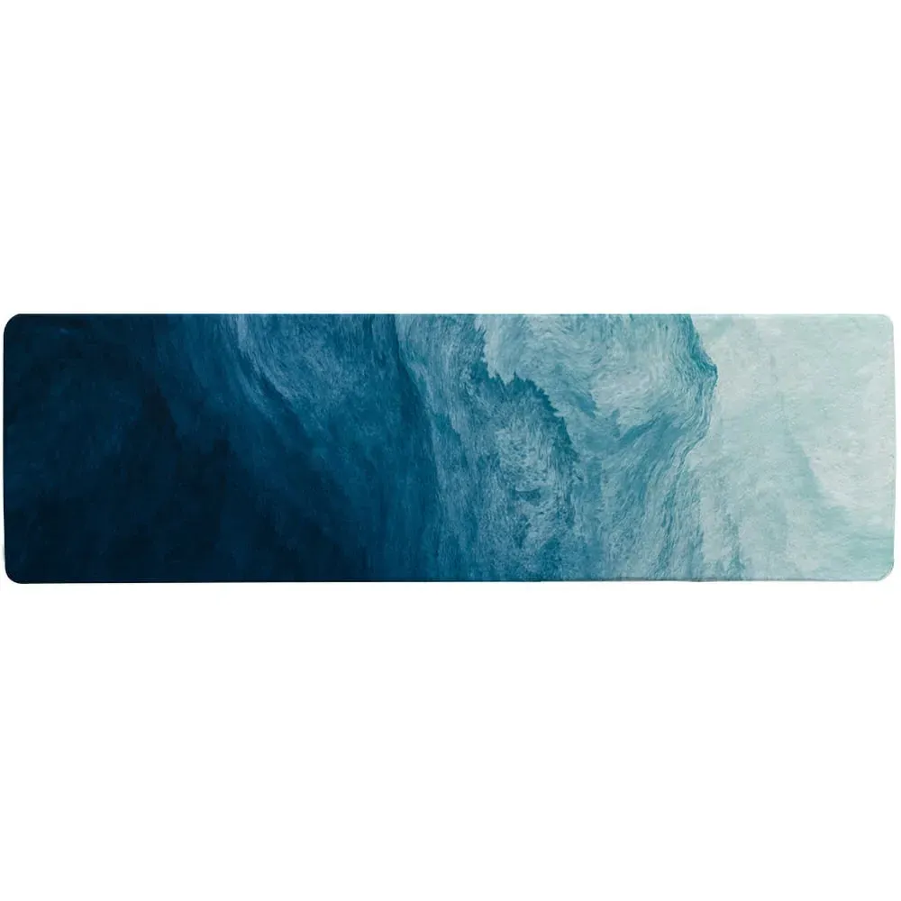 Andrew Lee Abstract Fluid Runner Rug - Blue, Faux Wool