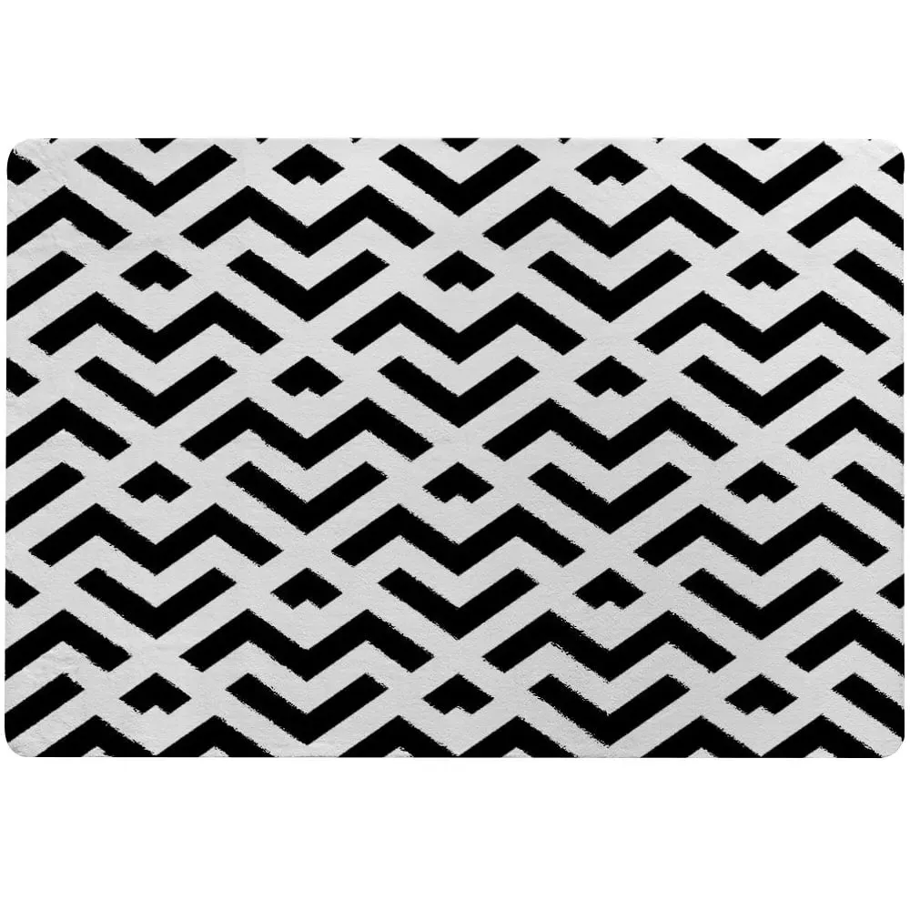 Andrew Lee Extra Large Geometric Rug - Black and White, Faux Wool