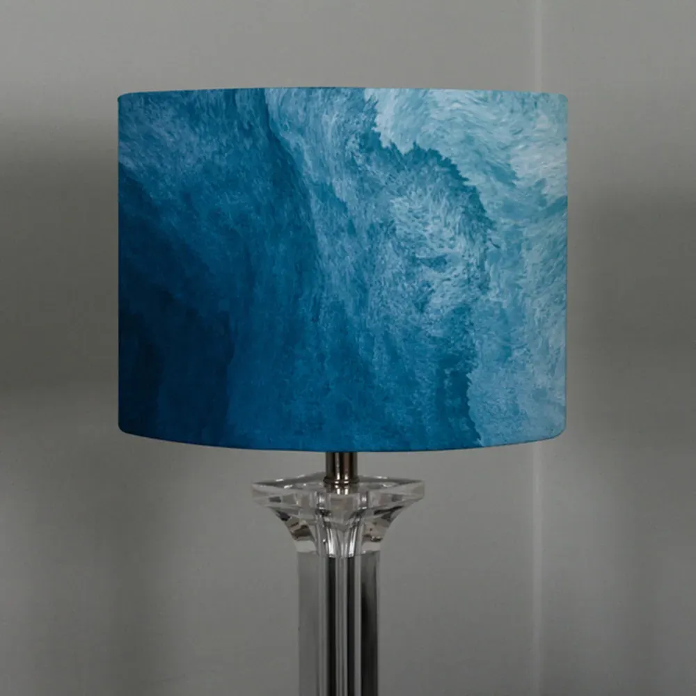 Andrew Lee Small Abstract Liquid Fluid Lamp Shade - Blue
