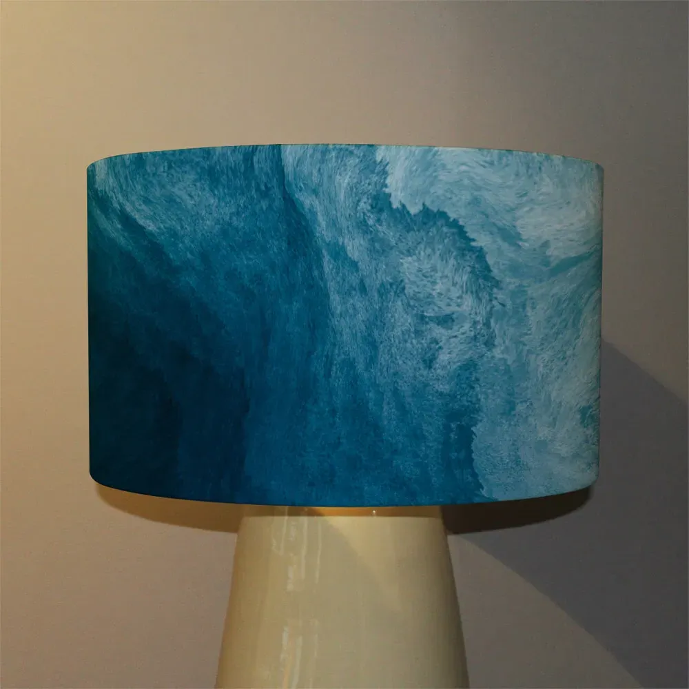 Andrew Lee Small Abstract Liquid Fluid Lamp Shade - Blue