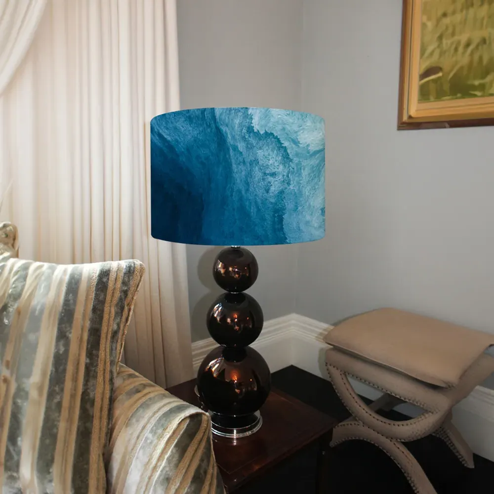 Andrew Lee Small Abstract Liquid Fluid Lamp Shade - Blue