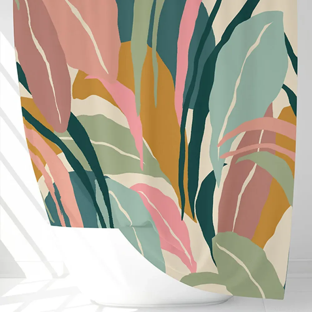 Artistic Abstract Leaves Shower Curtain - Cream