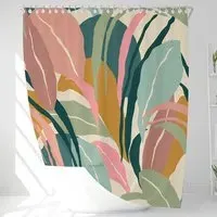Artistic Abstract Leaves Shower Curtain - Cream