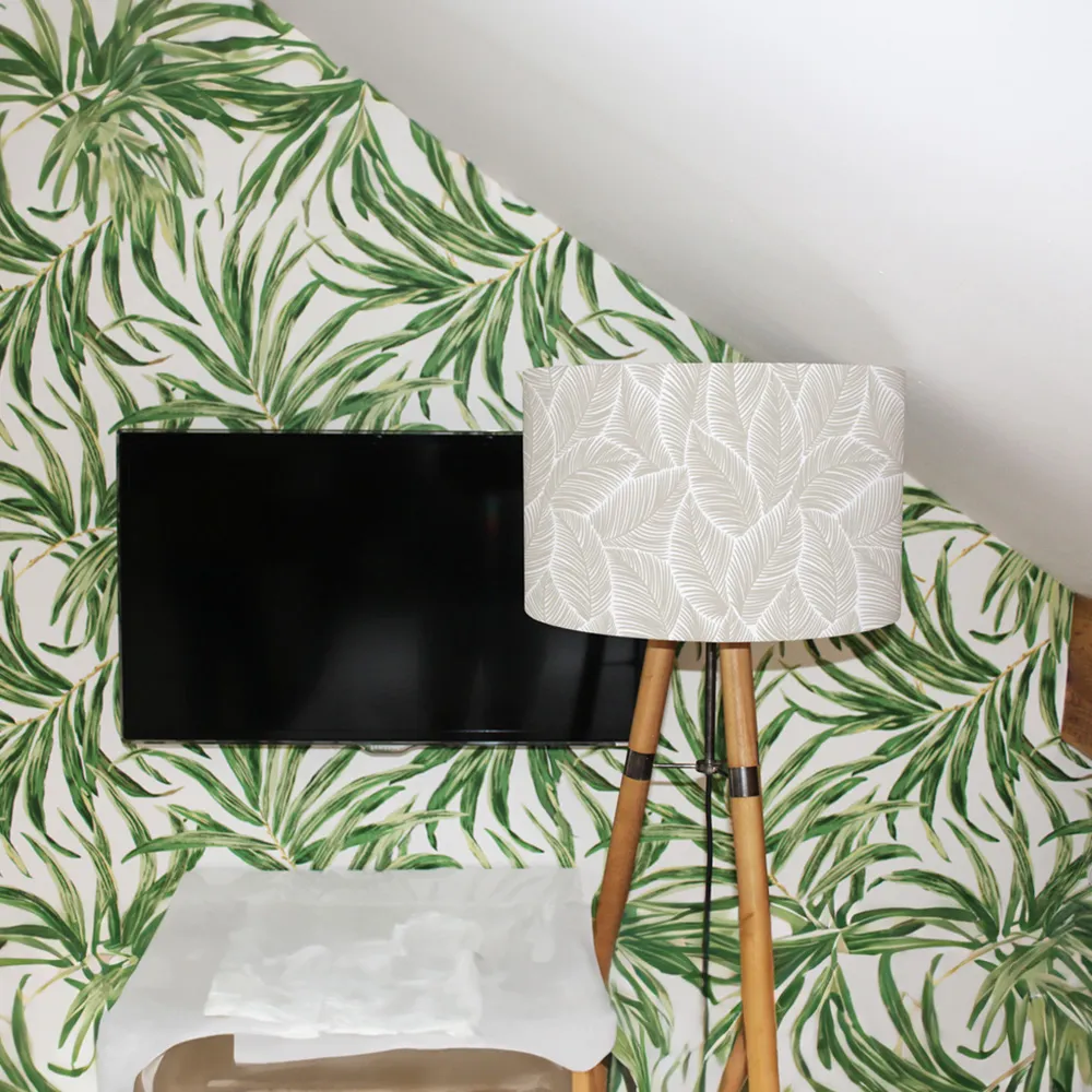 Big Beige Leaves Lamp Shade - Pink, Cotton