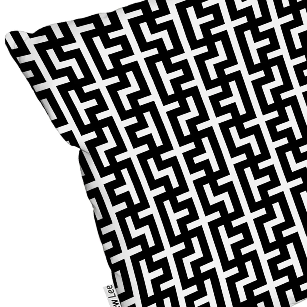 Black Maze Cushion 45 x 45cm - Black, Polyester