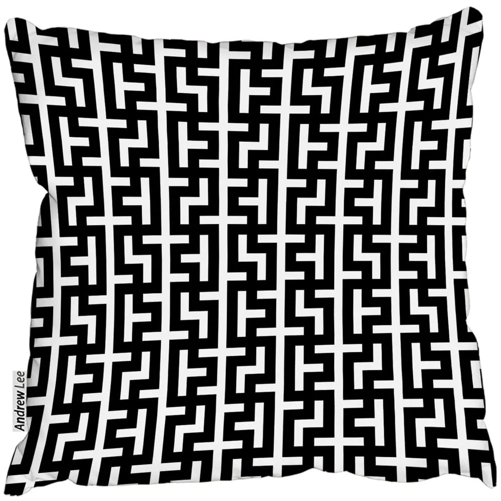 Black Maze Cushion 60 x 60cm - Black, Polyester