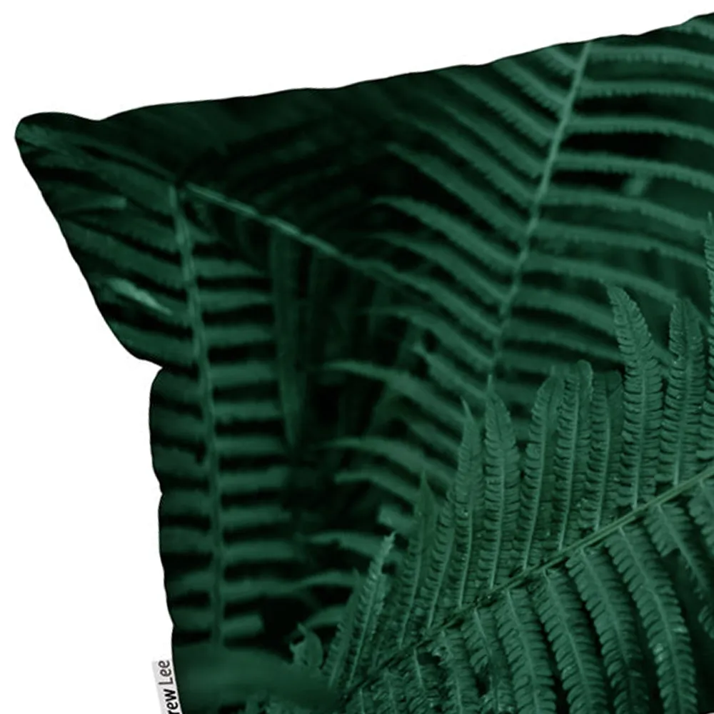 Deep Green Fern Leaves Cushion 45 x 30cm - Green