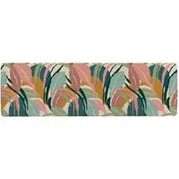 Faux Wool Artistic Abstract Leaves Runner Rug - Green