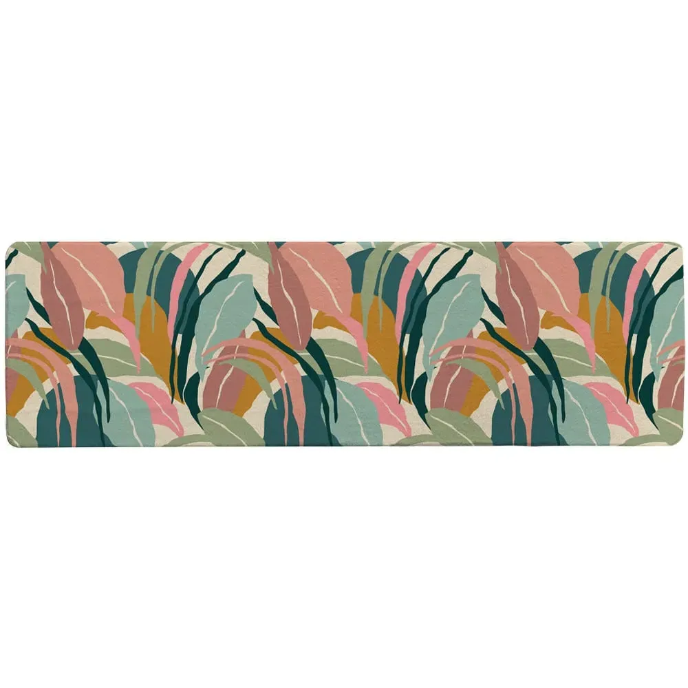 Faux Wool Artistic Abstract Leaves Runner Rug - Green image