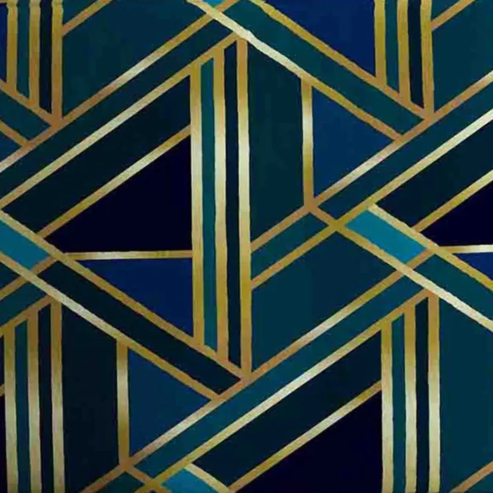 Gold and Teal Geometric Bath Mat - Gold, Teal