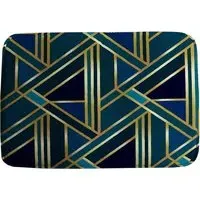 Gold and Teal Geometric Bath Mat - Gold, Teal