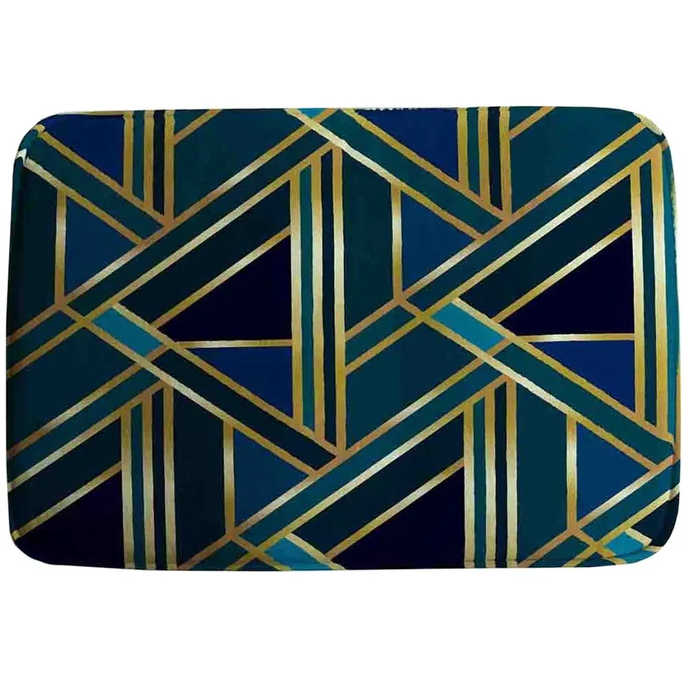 Gold and Teal Geometric Bath Mat - Gold, Teal image