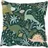 Green Dinosaurs and Tropical Leaves Cushion 60x60cm - Green