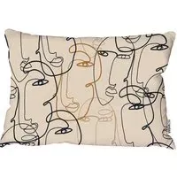 Line Drawing of Faces Cushion - Cream