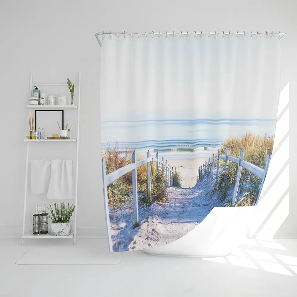 Path to the Beach Baltic Sea Shower Curtain - Blue