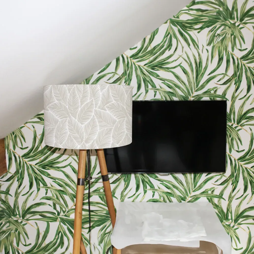 Small Beige Leaves Lamp Shade - Pink, Cotton