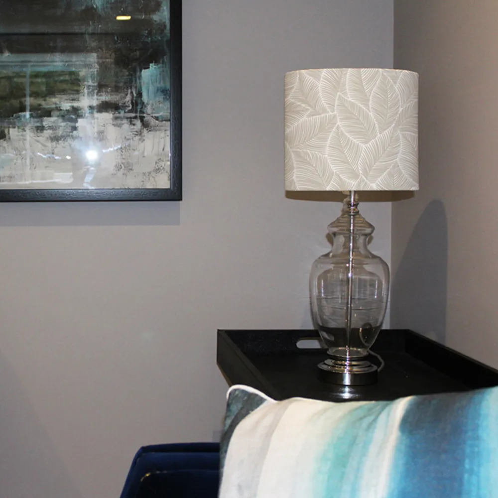 Small Beige Leaves Lamp Shade - Pink, Cotton