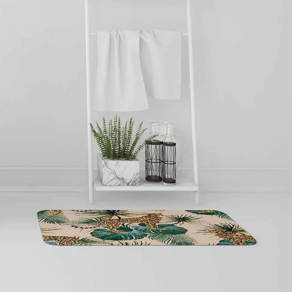 Yellow Tropical Cheetah Bath Mat 50 x 80cm