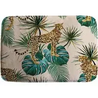 Yellow Tropical Cheetah Bath Mat 50 x 80cm