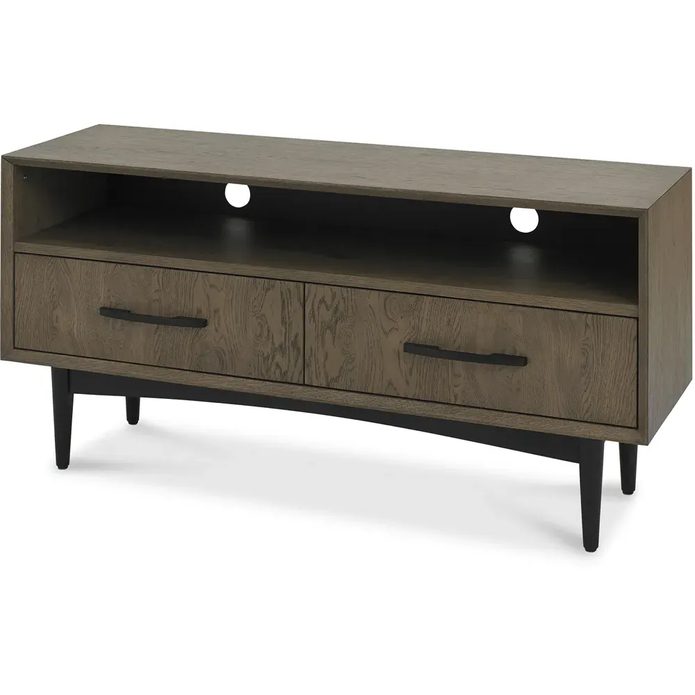 2 Drawer TV Unit with Shelf - Brown, Oak