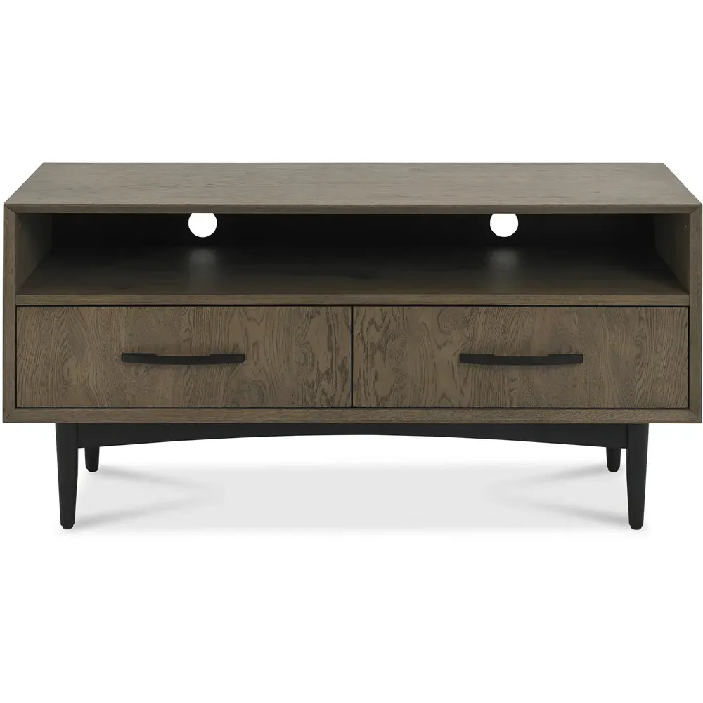 2 Drawer TV Unit with Shelf - Brown, Oak