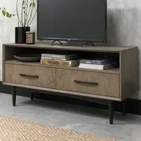 2 Drawer TV Unit with Shelf - Brown, Oak