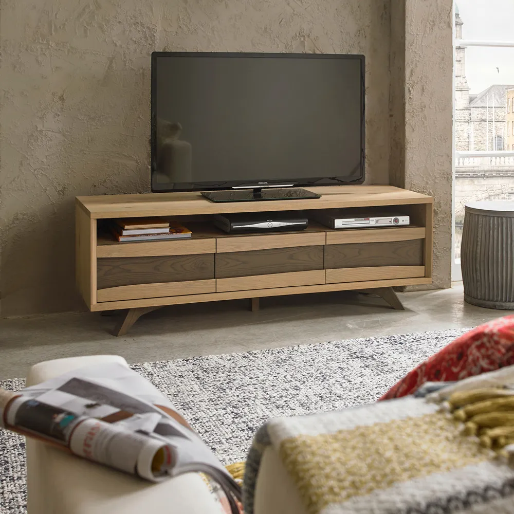Cadell 3 Drawer Entertainment Unit with Shelf - Brown, Oak